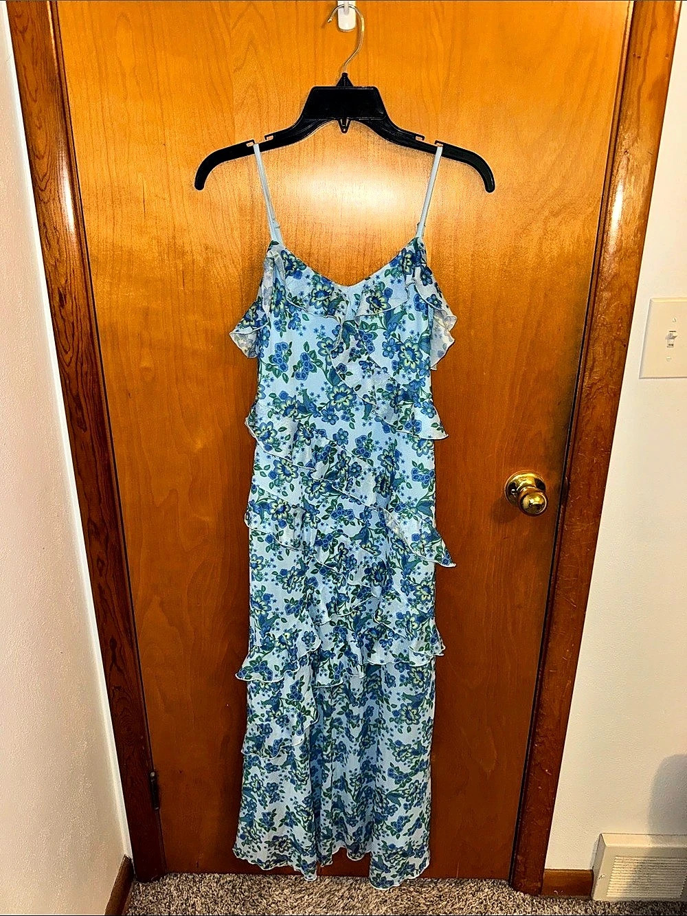 Merokeety Blue & White Floral Maxi Dress